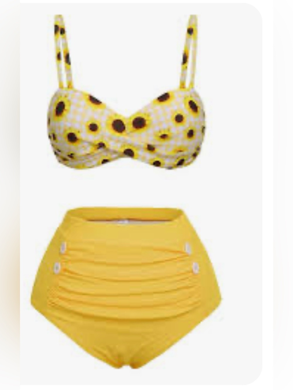 High-Waist Sunflower Print Bikini Set in Yellow